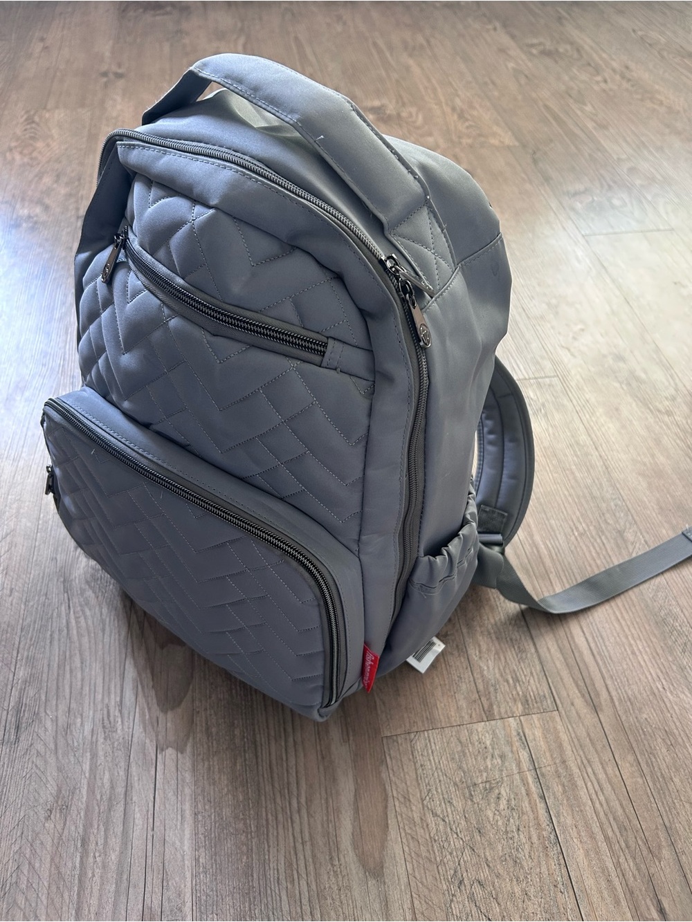 Fisher-Price Quilted Gray Baby Diaper Backpack - Picture 4 of 8